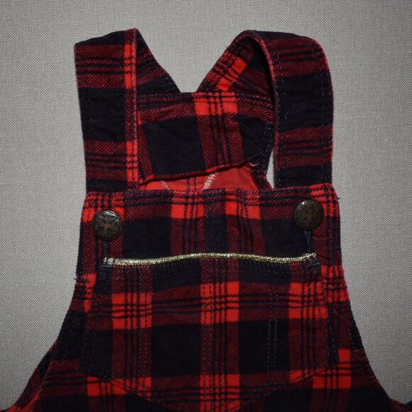 OshKosh Buffalo Plaid  Velour Jumper Dress 9 Months - Picture 4 of 7